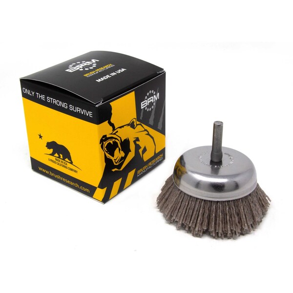 Brush Research Manufacturing BNH26AY80AO 2.750" Small Dia. Cup Brush, 80 Grit Aluminum Oxide, .250" Shank Dia., .750" Trim - BNH26AY80AO