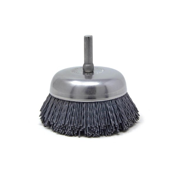 Brush Research Manufacturing BNH26AY180SC 2.750" Small Dia. Cup Brush, 180 Grit Silicon Carbide, .250" Shank Dia., .750" Trim - BNH26AY180SC