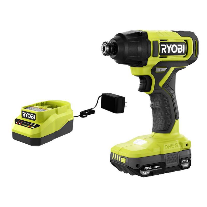 RYOBI ONE+ 18V Inalámbrico 1/4 pulgada Kit de  Driver de Impacto con Batería de 1.5 Ah y Cargador - PCL235K1