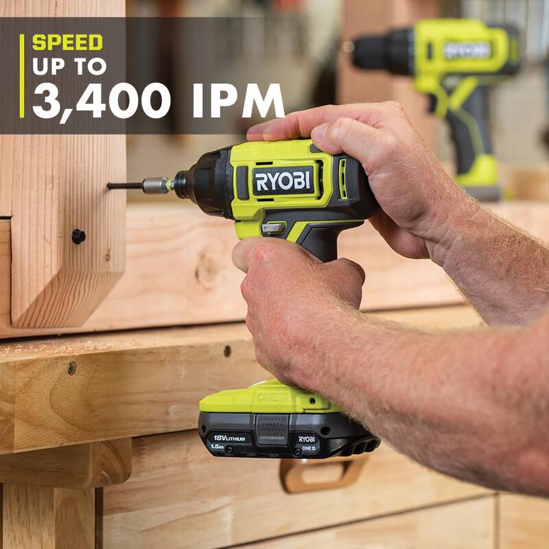 RYOBI ONE+ 18V Inalámbrico 1/4 pulgada Kit de  Driver de Impacto con Batería de 1.5 Ah y Cargador - PCL235K1