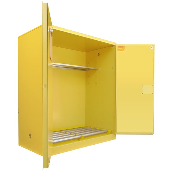 Securall 120 Gallon Hazardous Waste Drum Storage Cabinet, Self-Latch Standard 2-Door, Yellow - W1080