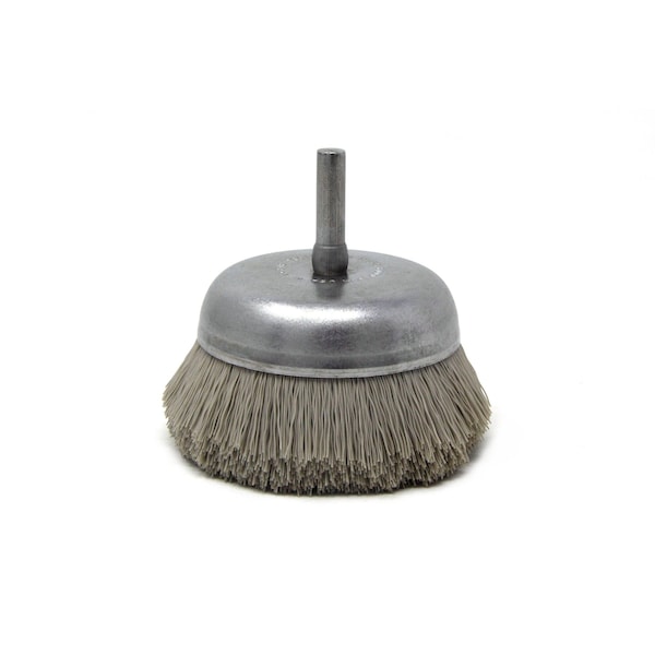 Brush Research Manufacturing BNH26AY600AO 2.750" Small Dia. Cup Brush, 600 Grit Aluminum Oxide, .250" Shank Dia., .750" Trim - BNH26AY600AO