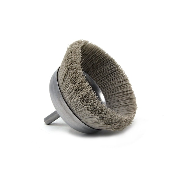 Brush Research Manufacturing BNH26AY600AO 2.750" Small Dia. Cup Brush, 600 Grit Aluminum Oxide, .250" Shank Dia., .750" Trim - BNH26AY600AO