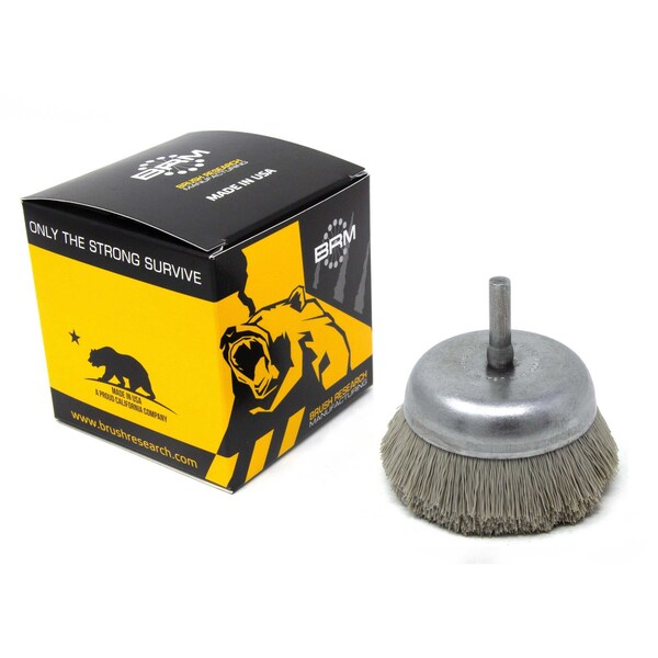 Brush Research Manufacturing BNH26AY600AO 2.750" Small Dia. Cup Brush, 600 Grit Aluminum Oxide, .250" Shank Dia., .750" Trim - BNH26AY600AO