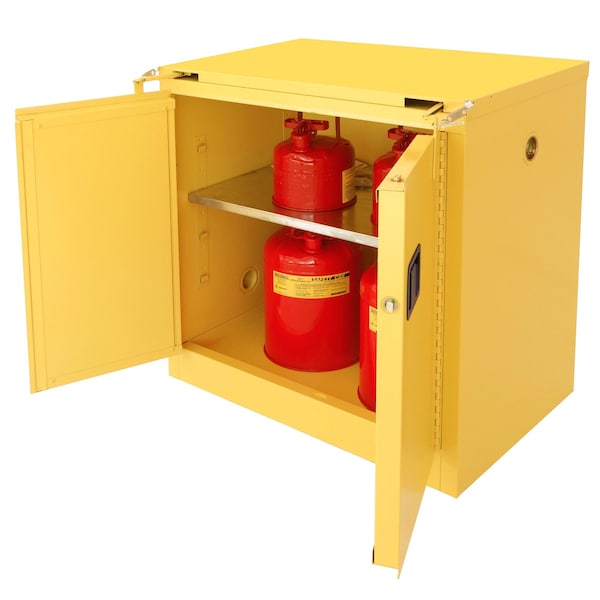 Securall 30 Gallon Flammable Storage Cabinet, Self-Close, Self-Latch Safe-T-Door, Yellow - A331
