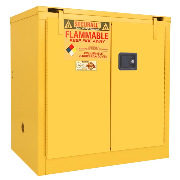 Securall 30 Gallon Flammable Storage Cabinet, Self-Close, Self-Latch Safe-T-Door, Yellow - A331