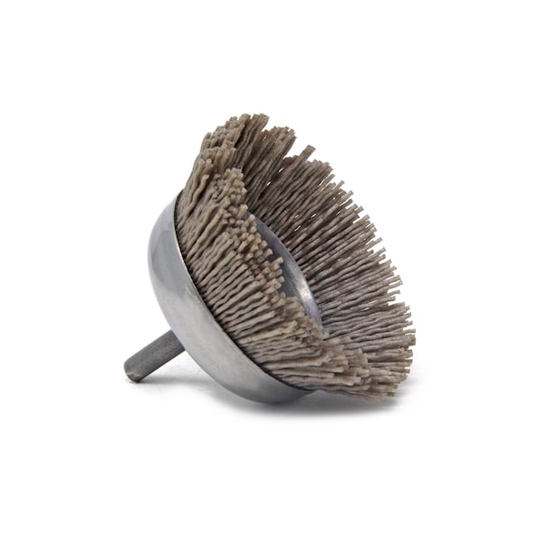 Brush Research Manufacturing BNH26AY180AO 2.750" Small Dia. Cup Brush, 180 Grit Aluminum Oxide, .250" Shank Dia., .750" Trim - BNH26AY180AO