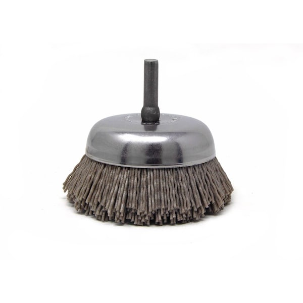 Brush Research Manufacturing BNH26AY180AO 2.750" Small Dia. Cup Brush, 180 Grit Aluminum Oxide, .250" Shank Dia., .750" Trim - BNH26AY180AO