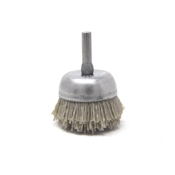 Brush Research Manufacturing BNH16AY120AO 1.750" Small Dia. Cup Brush, 120 Grit Aluminum Oxide, .250" Shank Dia., .500" Trim - BNH16AY120AO