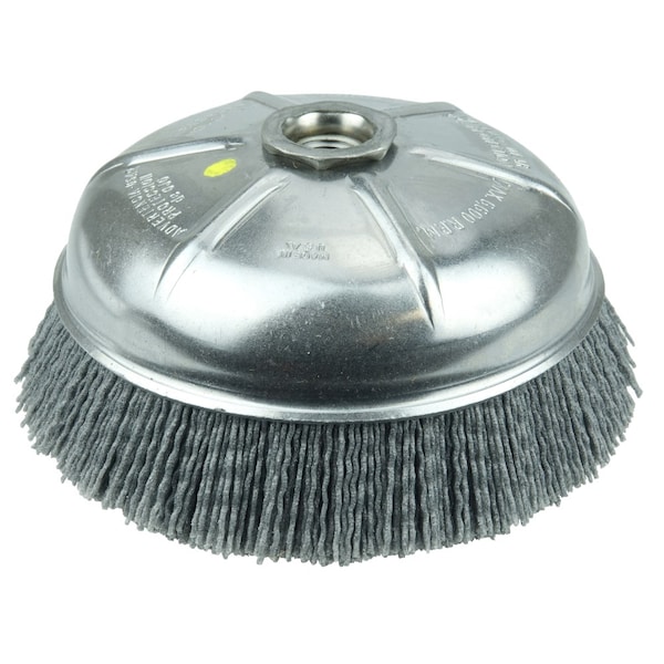 Weiler 6" Nylox Cup Brush .040/80SC Crimped Fill 5/8"-11 UNC Nut - 14506