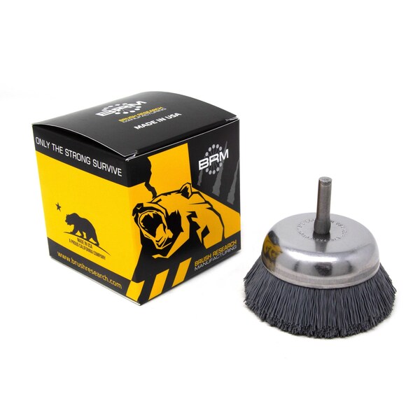 Brush Research Manufacturing BNH26AY500SC 2.750" Small Dia. Cup Brush, 500 Grit Silicon Carbide, .250" Shank Dia., .750" Trim - BNH26AY500SC