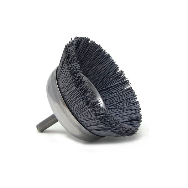 Brush Research Manufacturing BNH26AY500SC 2.750" Small Dia. Cup Brush, 500 Grit Silicon Carbide, .250" Shank Dia., .750" Trim - BNH26AY500SC
