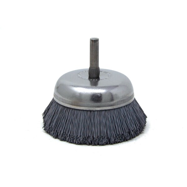 Brush Research Manufacturing BNH26AY500SC 2.750" Small Dia. Cup Brush, 500 Grit Silicon Carbide, .250" Shank Dia., .750" Trim - BNH26AY500SC