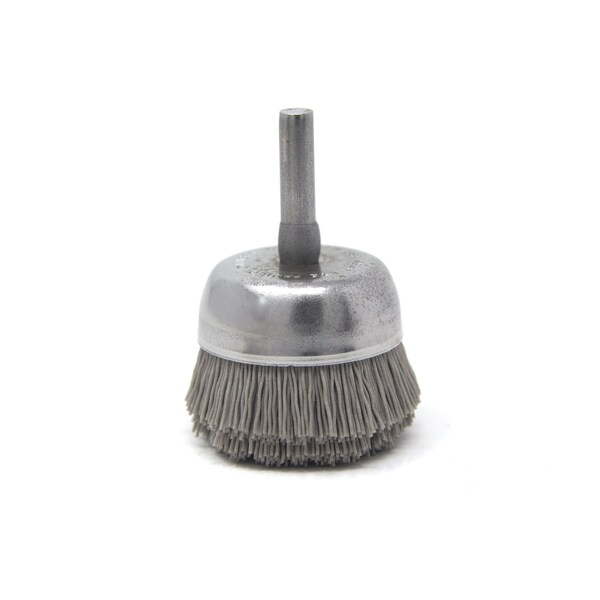 Brush Research Manufacturing BNH16AY320AO 1.750" Small Dia. Cup Brush, 320 Grit Aluminum Oxide, .250" Shank Dia., .500" Trim - BNH16AY320AO