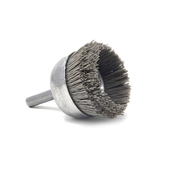 Brush Research Manufacturing BNH16AY320AO 1.750" Small Dia. Cup Brush, 320 Grit Aluminum Oxide, .250" Shank Dia., .500" Trim - BNH16AY320AO