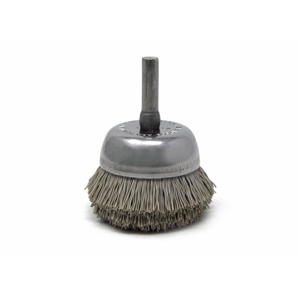 Brush Research Manufacturing BNH16AY600AO 1.750" Small Dia. Cup Brush, 600 Grit Aluminum Oxide, .250" Shank Dia., .500" Trim - BNH16AY600AO