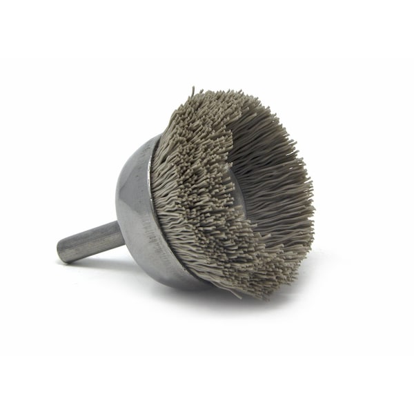 Brush Research Manufacturing BNH16AY600AO 1.750" Small Dia. Cup Brush, 600 Grit Aluminum Oxide, .250" Shank Dia., .500" Trim - BNH16AY600AO