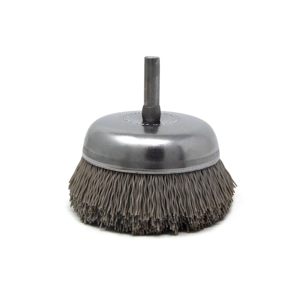 Brush Research Manufacturing BNH26AY320AO 2.750" Small Dia. Cup Brush, 320 Grit Aluminum Oxide, .250" Shank Dia., .750" Trim - BNH26AY320AO
