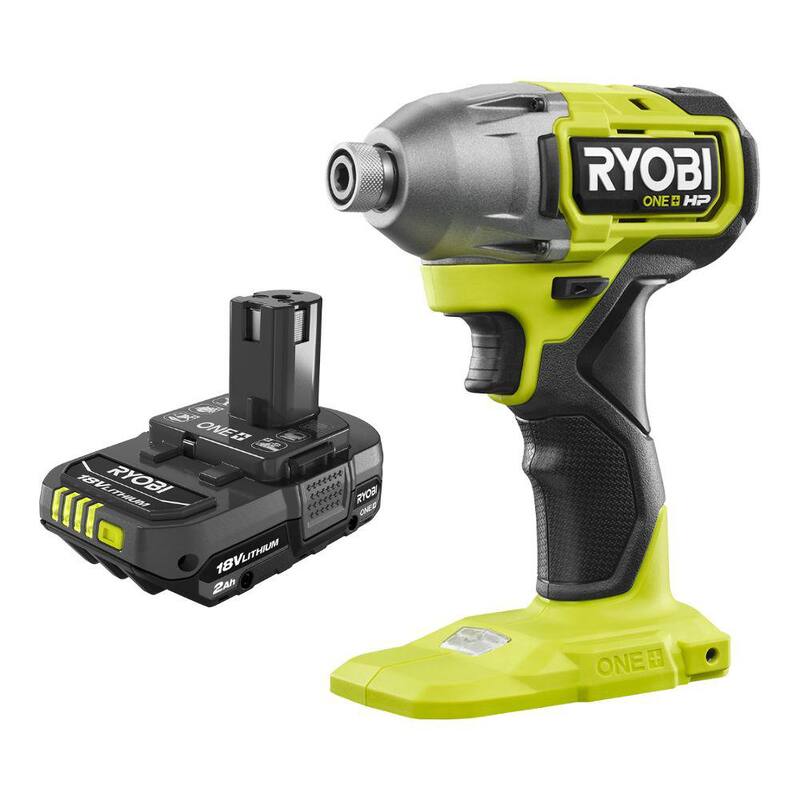 RYOBI ONE+ HP 18V Sin escobillas Inalámbrico 1/4 pulgadas. Llave de impacto con batería de iones de litio de 2.0 Ah - PBLID01B-PBP006