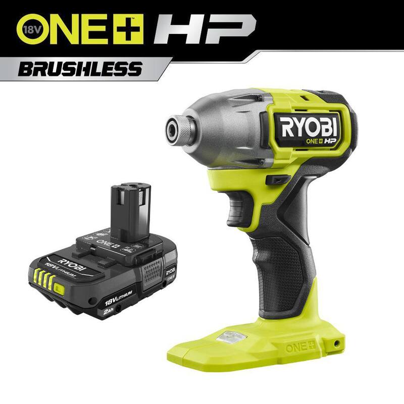 RYOBI ONE+ HP 18V Sin escobillas Inalámbrico 1/4 pulgadas. Llave de impacto con batería de iones de litio de 2.0 Ah - PBLID01B-PBP006