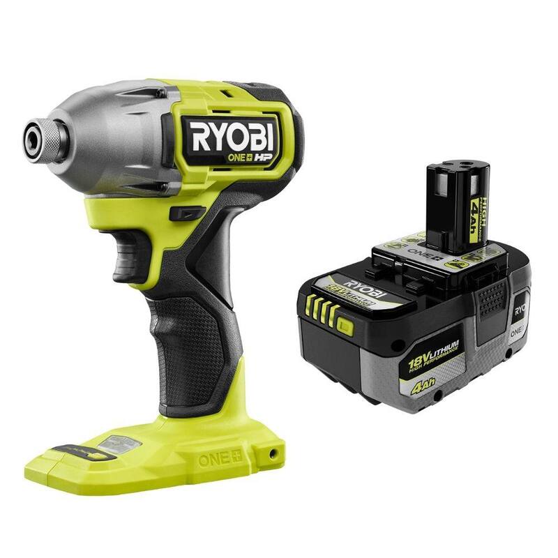 RYOBI ONE+ HP 18V Destornillador de Impacto Inalámbrico sin Escobillas de 1/4 de pulgada con 4 modos y batería de alto rendimiento de 4.0 Ah de Iones de Litio - PBLID02B-PBP004