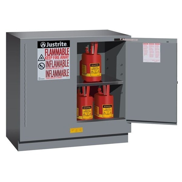 Justrite 22 gal, 1 Shelves, 18-Gauge Steel, 35 in W x 35 in H x 22 in D, Gray - 892323