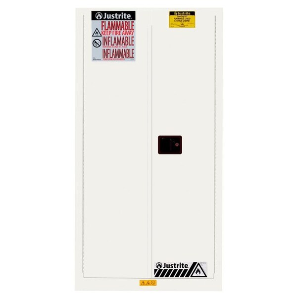 Justrite 55 gal, 1 Shelves, 18-Gauge Steel, 34 in W x 65 in H x 34 in D, white - 896225