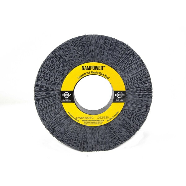 Nampower Brush CW61320SC NAMPOWER Abrasive Wheel Brush, 6" Diameter, 320SC, 2" Arbor Hole, 1.5" Trim Length - CW61320SC