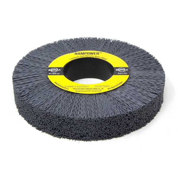 Nampower Brush CW61320SC NAMPOWER Abrasive Wheel Brush, 6" Diameter, 320SC, 2" Arbor Hole, 1.5" Trim Length - CW61320SC
