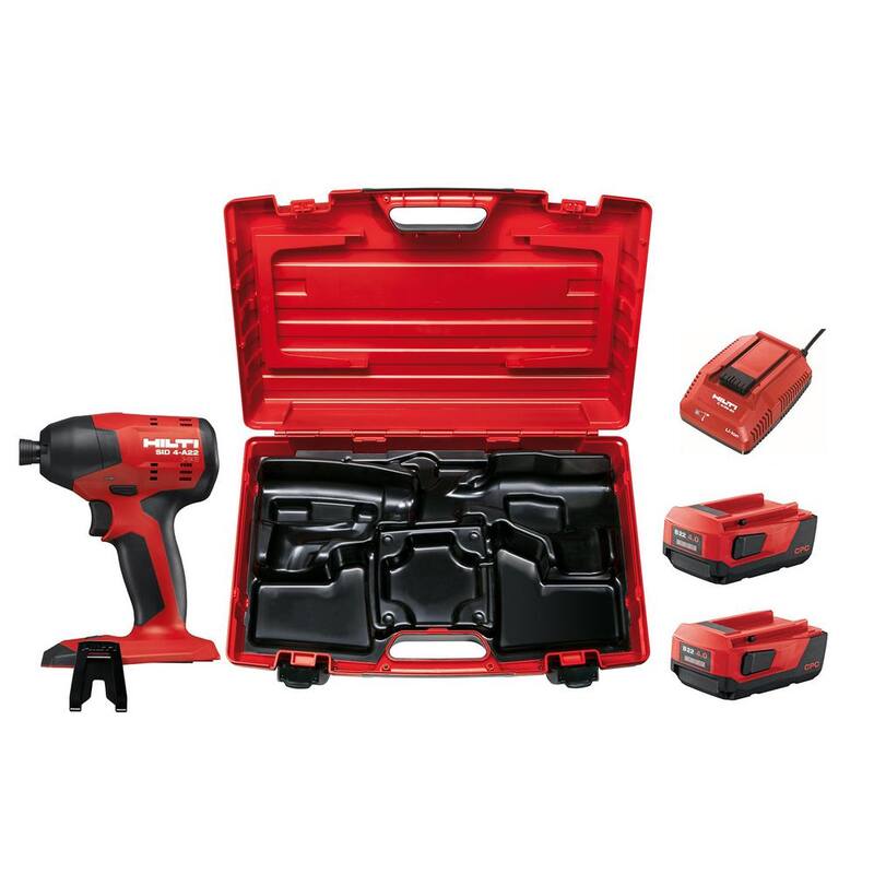 Atornillador de Impacto Inalámbrico Hilti de 1/4 de Pulgada con Batería de Iones de Litio de 22 Voltios y Cepillado sin Escobillas SID 4 con 3 velocidades y Estuche - 3554483.