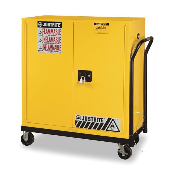 Justrite Cabinet Rolling Cart, Steel, 43-1/4 In. W - 84001