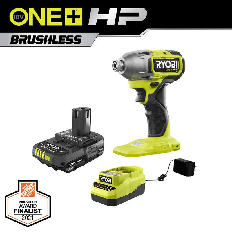RYOBI ONE+ HP 18V Brushless Cordless 1/4 in. Impact Driver con Batería de 2.0 Ah y Cargador - PBLID01B-PSK005