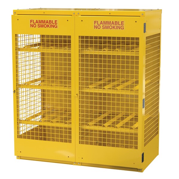 Vestil Yellow Cylinder Cabinet Horizontal 16 Cylinder Capacity Knock Down - CYL-H-16-KD