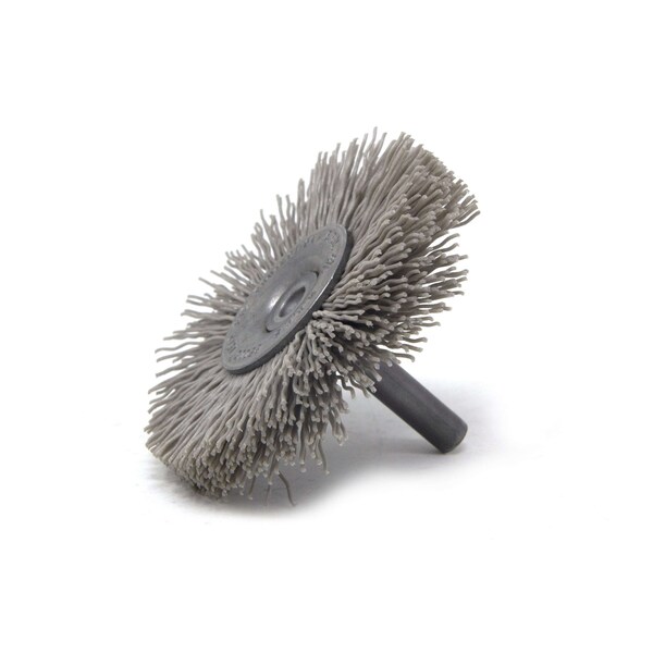 Brush Research Manufacturing BMC20AY320AO 2" Mandrel Mounted Wheel, 320 Grit Aluminum Oxide, .250" Shank Dia., .500" Trim - BMC20AY320AO