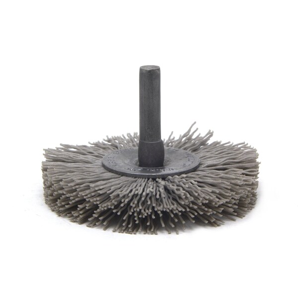 Brush Research Manufacturing BMC20AY320AO 2" Mandrel Mounted Wheel, 320 Grit Aluminum Oxide, .250" Shank Dia., .500" Trim - BMC20AY320AO