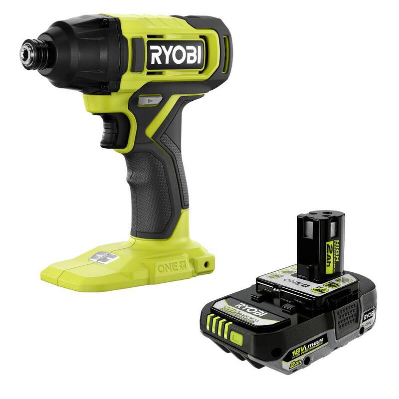 RYOBI ONE+ 18V Destornillador de impacto inalámbrico de 1/4 de pulgada con batería de iones de litio de alto rendimiento de 2.0 Ah - PCL235B-PBP003
