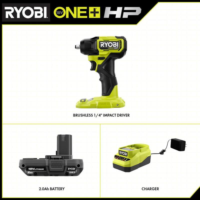 RYOBI ONE+ HP 18V Brushless Cordless Compact 1/4 in. Impact Driver with 2.0 Ah Battery and Charger - PSBID01B-PSK005

RYOBI ONE+ HP 18V Destornillador de impacto inalámbrico compacto sin escobillas de 1/4 de pulgada con batería de 2.0 Ah y cargador - PSBID01B-PSK005