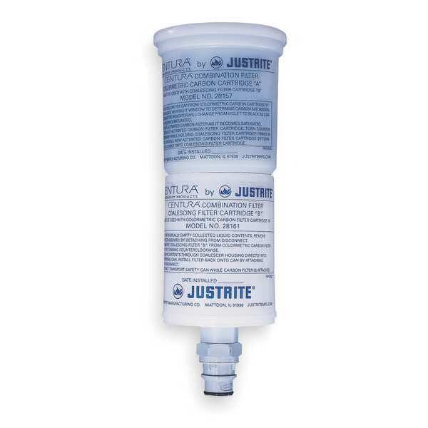 Justrite HPLC Coalescing/Carbon Filter, Plastic, White, 3 1/2 in Dia. - 28161