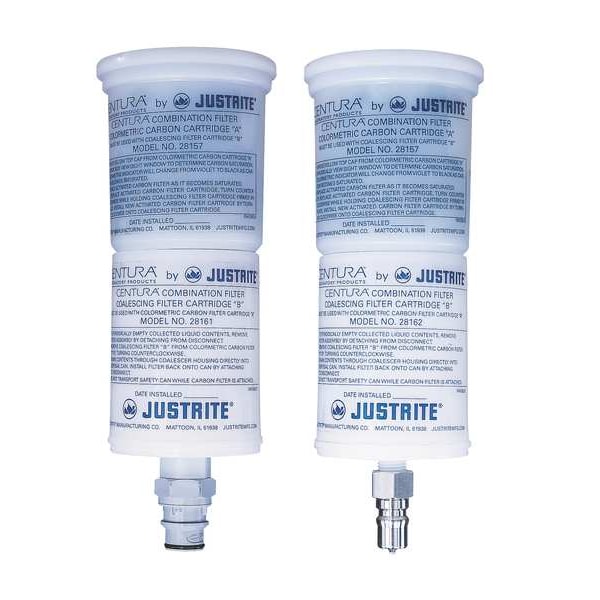 Justrite HPLC Coalescing/Carbon Filter, Plastic, White, 3 1/2 in Dia. - 28161