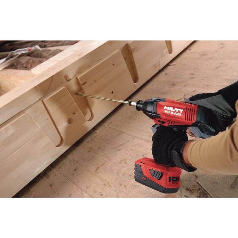 Kit de Conductor de Impacto Inalámbrico Hilti 22-Volt SID 8 de Iones de Litio de 7/16 pulgadas, con Dos Baterías de 4.0 Ah, Cargador y Correa - 3533528