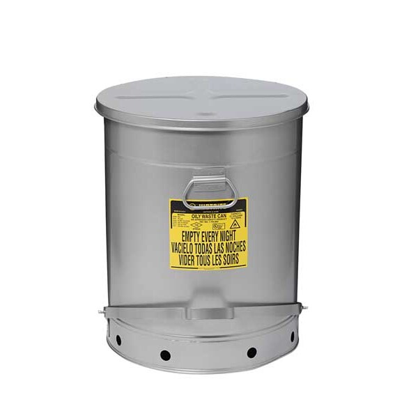 Justrite Oily Waste Can, 21 Gal., Steel, Red - 09708