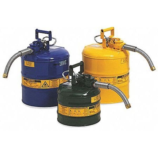 Justrite Safety Can, Steel, 5 gal, Green, 11 3/4 in Dia., Oil - 7250430