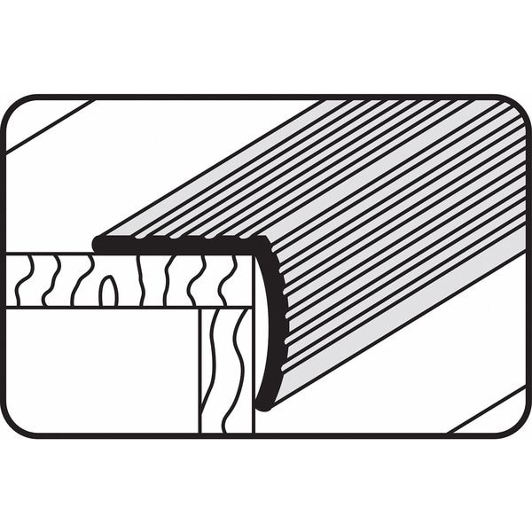 Zoro Select Stair Edging Aluminum Silver, 36 in W x 1/16 in Thick - 2RRW3