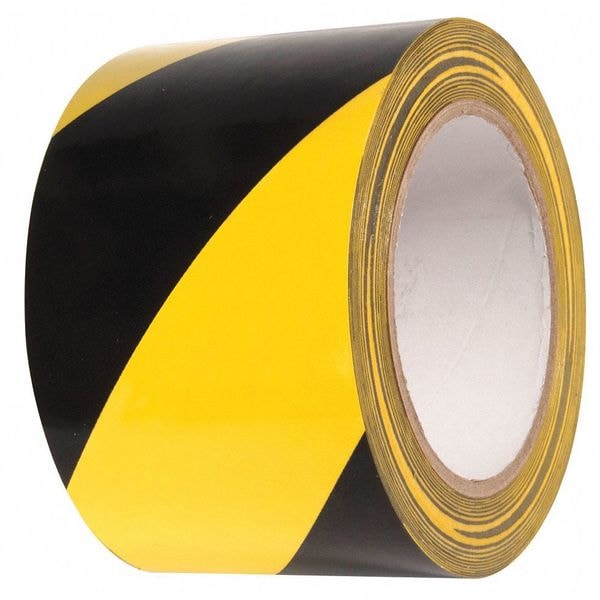 Incom Hazard Warning Conformable Tape Vinyl Yellow/Black, 3" W x 54 ft. L, 5.5 mil Thick - VHT310
