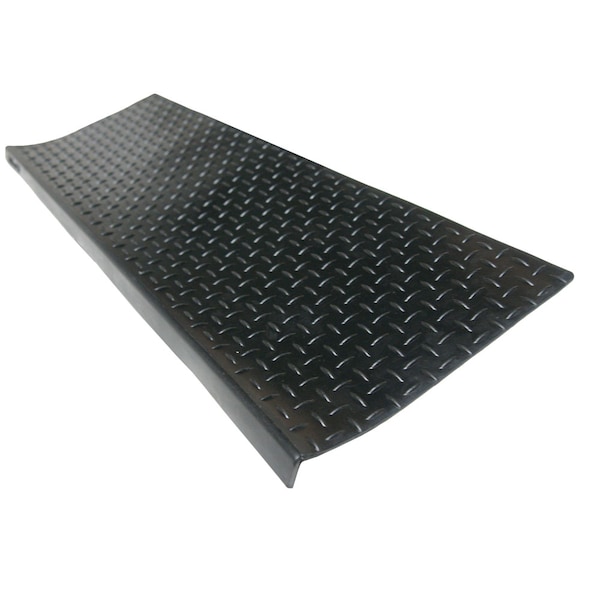 Rubber-Cal "Diamond-Plate" Non-Slip Rubber Tread Stair Mats (6 Pack), Black - 10-104-010-6PK