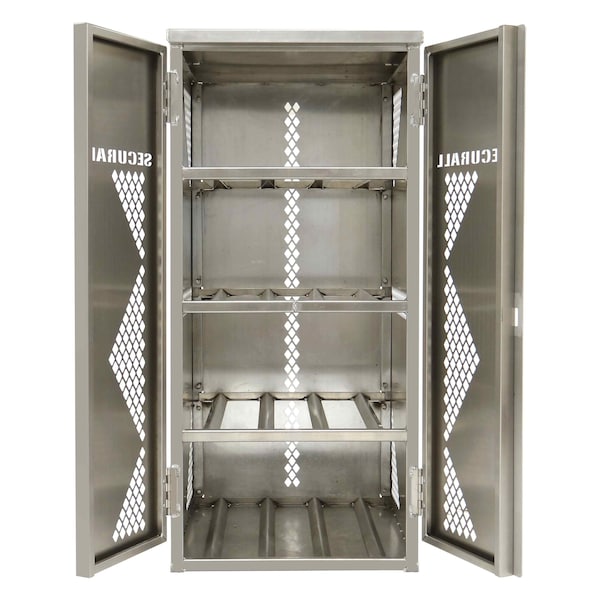Securall 8 Cylinder Horizontal Aluminum LP & Oxygen Gas Storage Cabinet, 20 or 33 Lb, Standard Door - LP8S