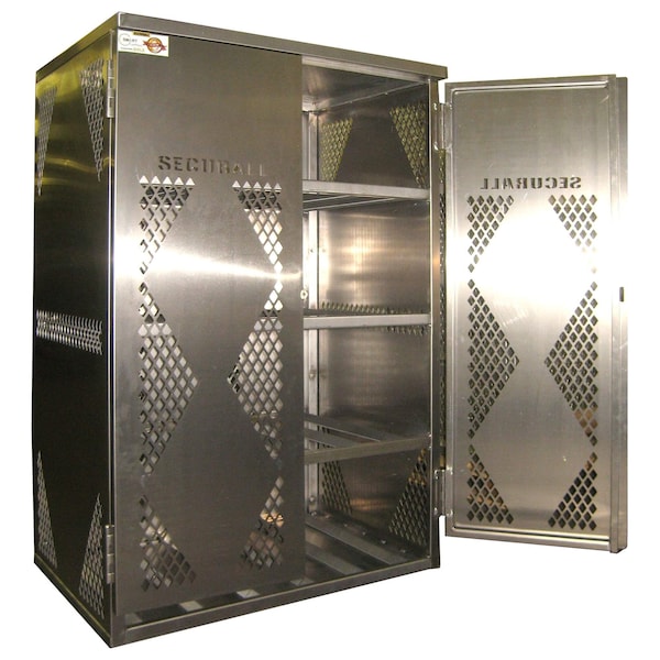 Securall 12 Cylinder Vertical Aluminum LP & Oxygen Gas Storage Cabinet, 20 or 33 Lb, Standard 2-Door - LP12S-VERTICAL