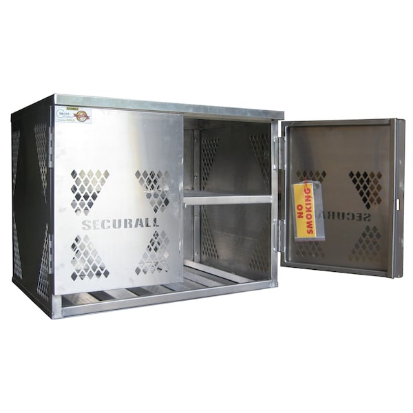 Securall 6 Cylinder Horizontal Aluminum LP & Oxygen Gas Storage Cabinet, 20 or 33 Lb, Standard Door - LP6S