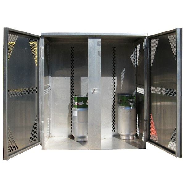 Securall 16 Cylinder Vertical Aluminum LP & Oxygen Gas Storage Cabinet, 20 or 33 Lb, Standard 2-Door - LP16S-VERTICAL