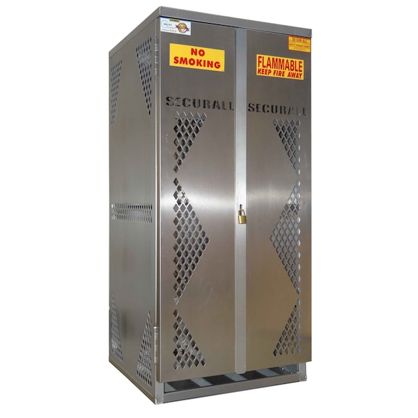 Securall 5-10 Cylinder Vertical Aluminum LP & Oxygen Gas Storage Cabinet, 20 or 33 Lb, Standard Door - OG10S